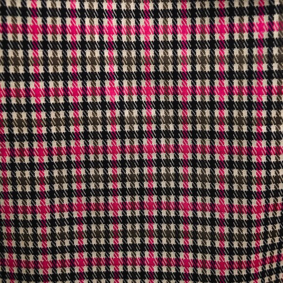 TOMMY HILFIGER Red Tan Olive Green Black Plaid Houndstooth Shift Dress - Size 4 - Picture 3 of 14